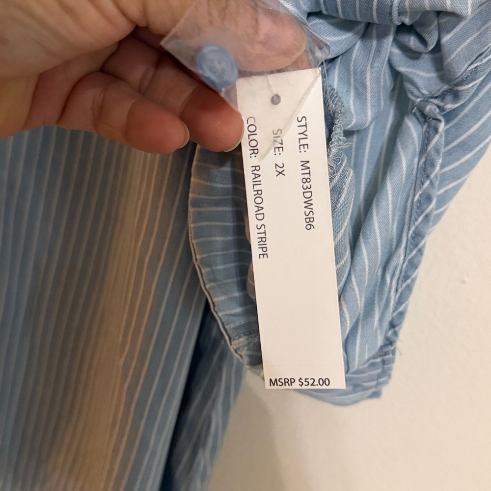 Zac & Rachel Light Blue and White Striped Shirt - Picture 8 of 8